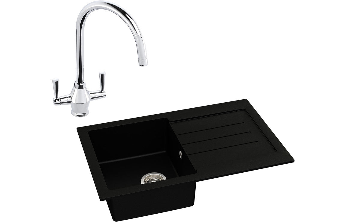 Shop Now Abode Xcite 1B Inset Black Metallic Sink & Astral Tap Pack In UK Abode Xcite 1B Inset Black Metallic Sink & Astral Tap Pack UK