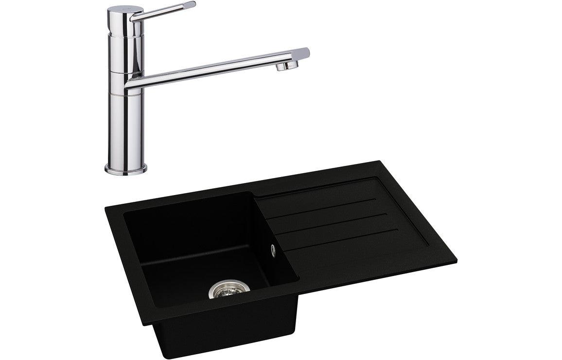 Shop Now Abode Xcite 1B Inset Black Metallic Sink & Specto Tap Pack In UK Abode Xcite 1B Inset Black Metallic Sink & Specto Tap Pack UK
