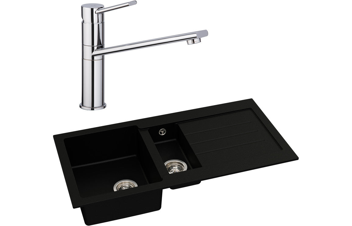 Shop Now Abode Xcite 1.5B Inset Black Metallic Sink & Specto Tap Pack In UK Abode Xcite 1.5B Inset Black Metallic Sink & Specto Tap Pack UK
