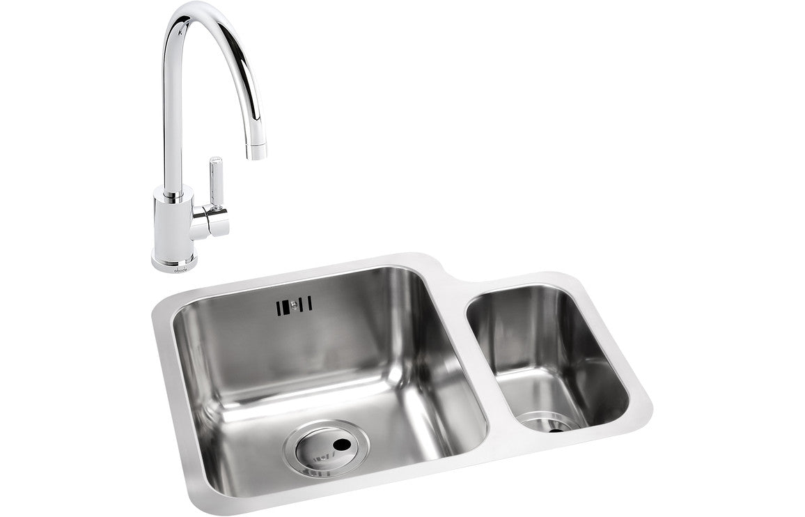 Shop Now Abode Matrix 1.5B LHMB Undermount Stainless Steel Sink & Atlas Tap Pack In UK Abode Matrix 1.5B LHMB Undermount Stainless Steel Sink & Atlas Tap Pack UK