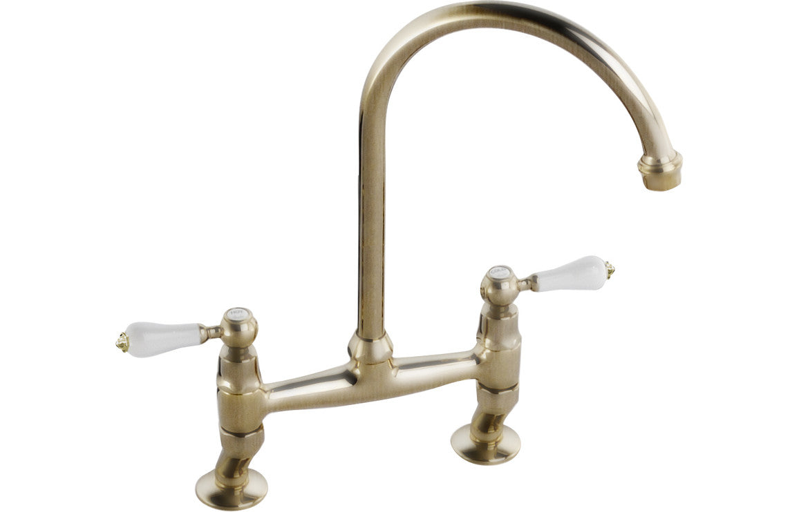 Shop Now Abode Ludlow Bridge Mixer Tap - Antique Brass In UK Abode Ludlow Bridge Mixer Tap - Antique Brass UK