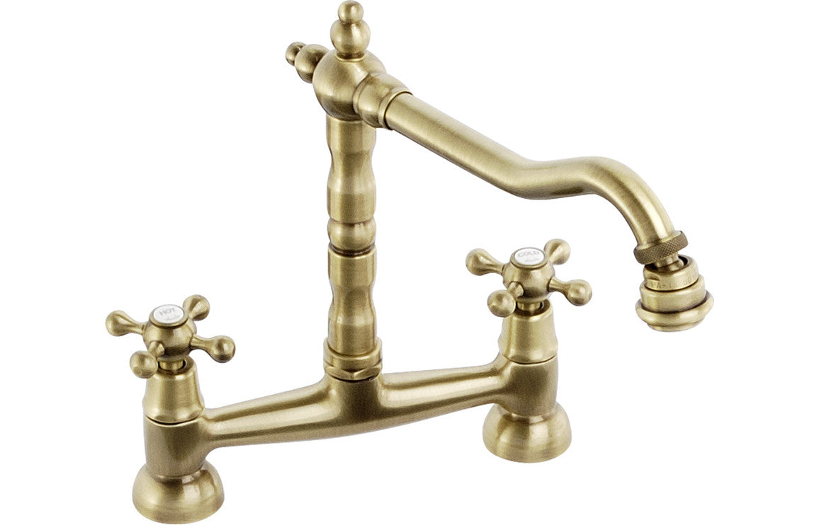 Shop Now Abode Melford Bridge Mixer Tap - Antique Brass In UK Abode Melford Bridge Mixer Tap - Antique Brass UK