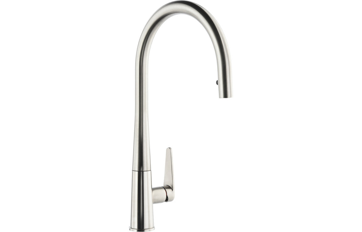 Shop Now Abode Coniq R Single Lever Mixer Tap with Pull Out - Brushed Nickel In UK Abode Coniq R Single Lever Mixer Tap with Pull Out - Brushed Nickel UK