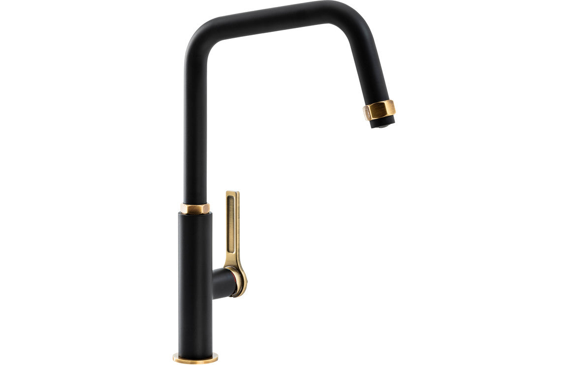 Abode Hex Single Lever Mixer Tap - Antique Brass & Matt Black Abode Hex Single Lever Mixer Tap - Antique Brass & Matt Black