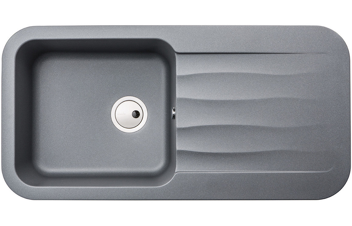 Abode Dune 1B & Drainer Granite Inset Sink - Grey Metallic Abode Dune 1B & Drainer Granite Inset Sink - Grey Metallic