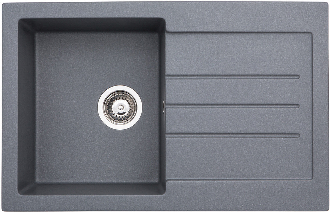 Abode Xcite 1B & Drainer Granite Inset Sink - Grey Metallic Abode Xcite 1B & Drainer Granite Inset Sink - Grey Metallic