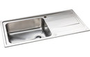 Abode Ixis 1B & Drainer Inset Sink - Stainless Steel