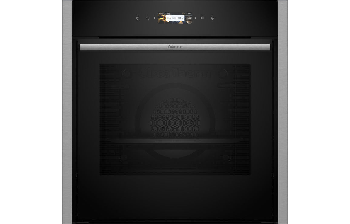 Neff N70 B54CR31N0B Single Slide & Hide Electric Oven - Black with Steel Trim Neff N70 B54CR31N0B Single Slide & Hide Electric Oven - Black with Steel Trim