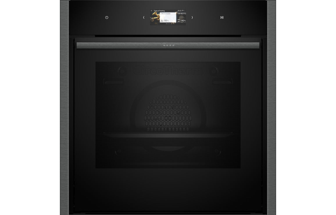 Neff N90 B64CS51G0B Single Slide & Hide Electric Oven - Black with Graphite Trim Neff N90 B64CS51G0B Single Slide & Hide Electric Oven - Black with Graphite Trim