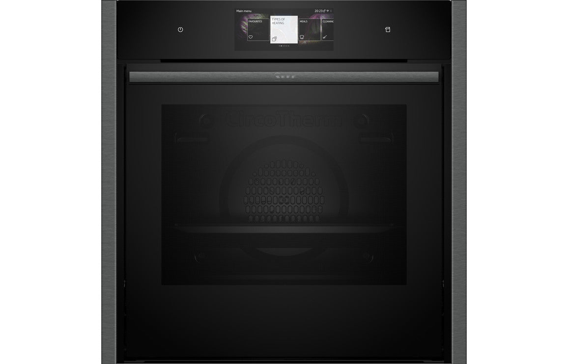 Neff N90 B64VT73G0B Single Slide & Hide Pyrolytic Oven with Steam - Black with Graphite Trim Neff N90 B64VT73G0B Single Slide & Hide Pyrolytic Oven with Steam - Black with Graphite Trim