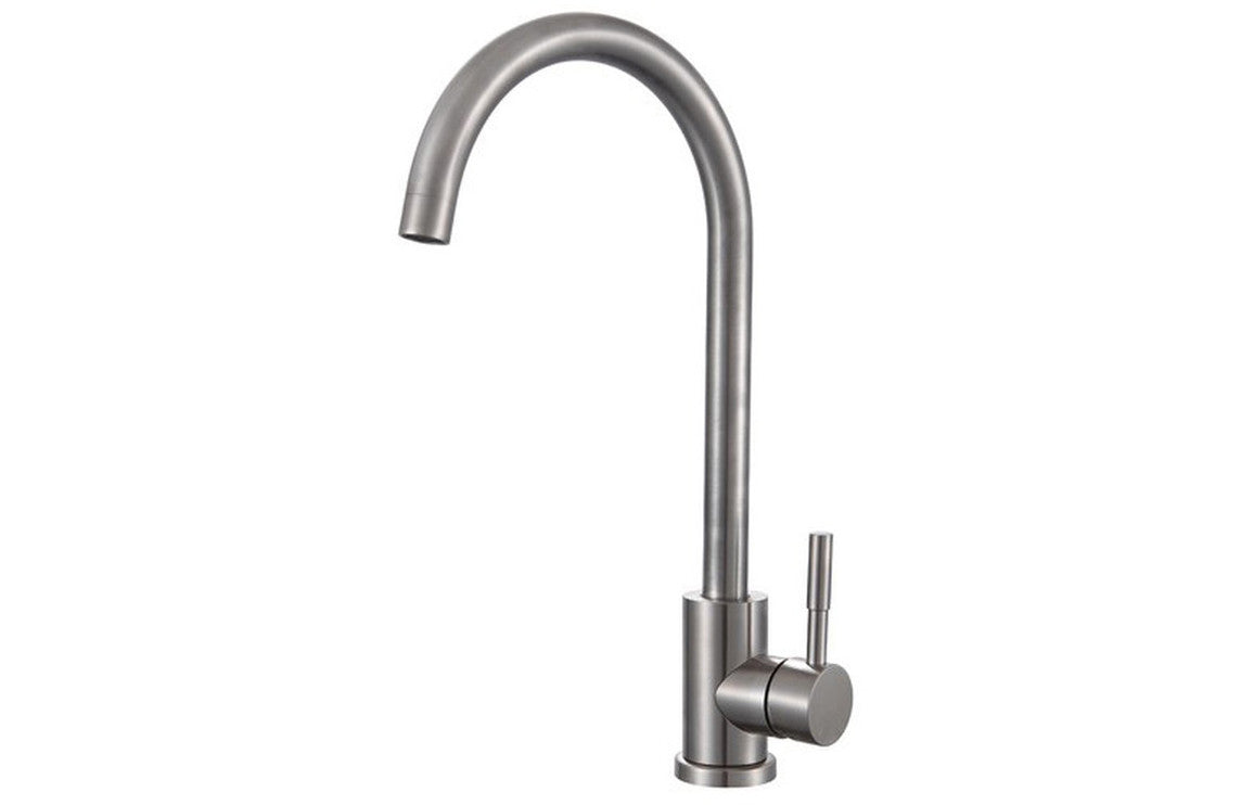 Prima Soho Single Lever Swan Neck Mixer Tap - Brushed Steel Prima Soho Single Lever Swan Neck Mixer Tap - Brushed Steel