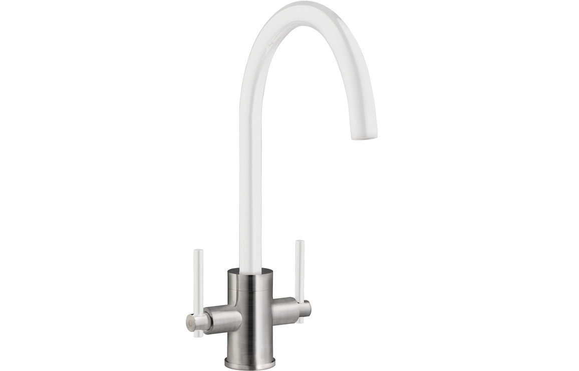 Prima+ Swan Neck Dual Lever Mixer Tap - White Prima+ Swan Neck Dual Lever Mixer Tap - White