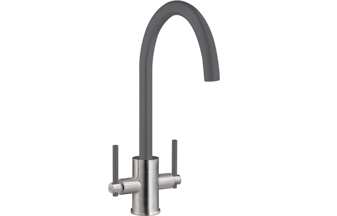 Prima+ Swan Neck Dual Lever Mixer Tap - Gun Metal Prima+ Swan Neck Dual Lever Mixer Tap - Gun Metal