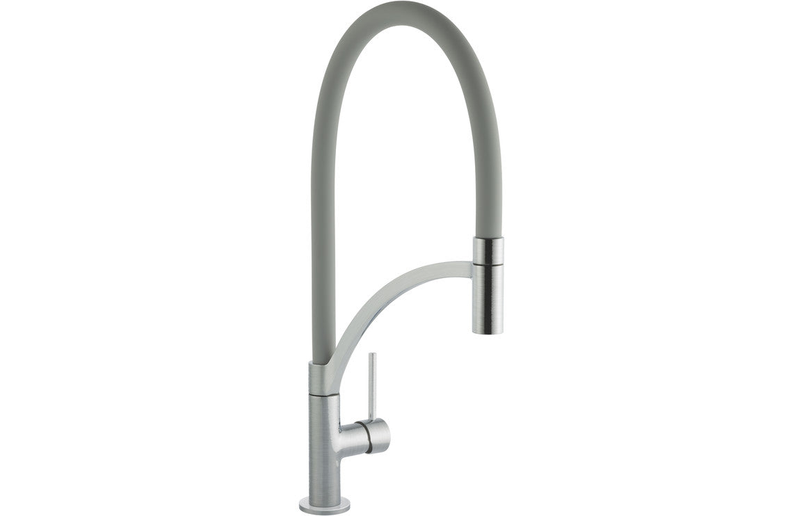 Prima+ Swan Neck Single Lever Mixer Tap with Pull Out - Grey Prima+ Swan Neck Single Lever Mixer Tap with Pull Out - Grey
