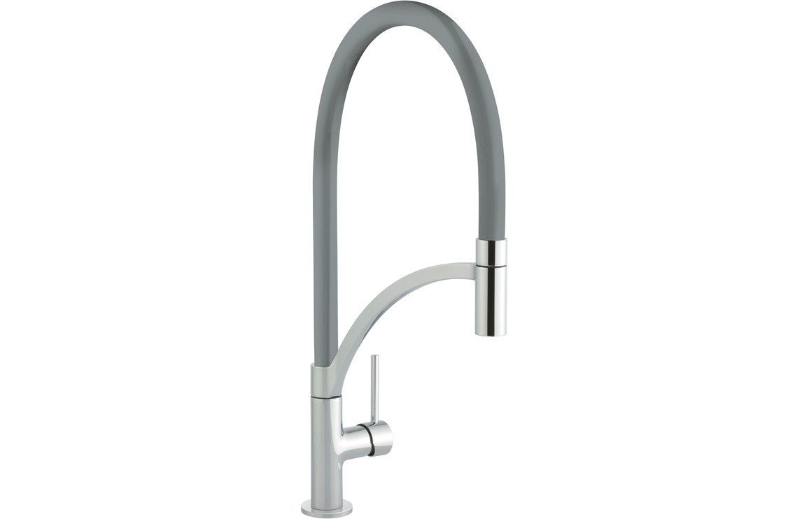 Prima+ Swan Neck Single Lever Mixer Tap with Pull Out - Gun Metal Prima+ Swan Neck Single Lever Mixer Tap with Pull Out - Gun Metal