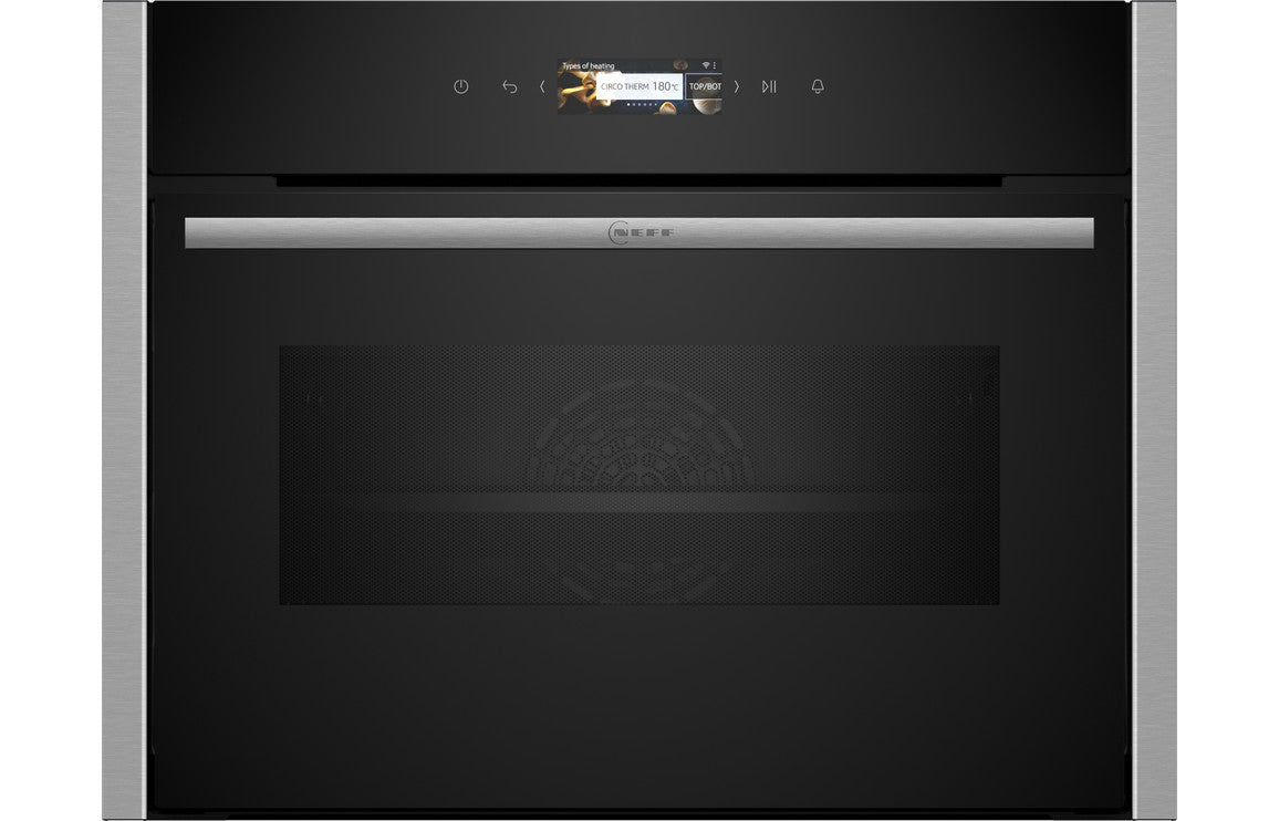 Neff N70 C24MR21N0B Compact Electric Oven & Microwave - Black with Steel Trim Neff N70 C24MR21N0B Compact Electric Oven & Microwave - Black with Steel Trim