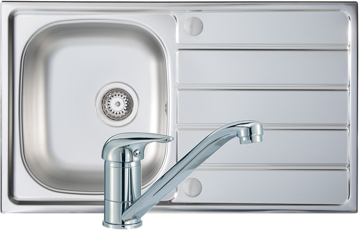 Shop Now Prima 1B 800x500mm Stainless Steel Sink & Single Lever Tap Pack In UK Prima 1B 800x500mm Stainless Steel Sink & Single Lever Tap Pack UK