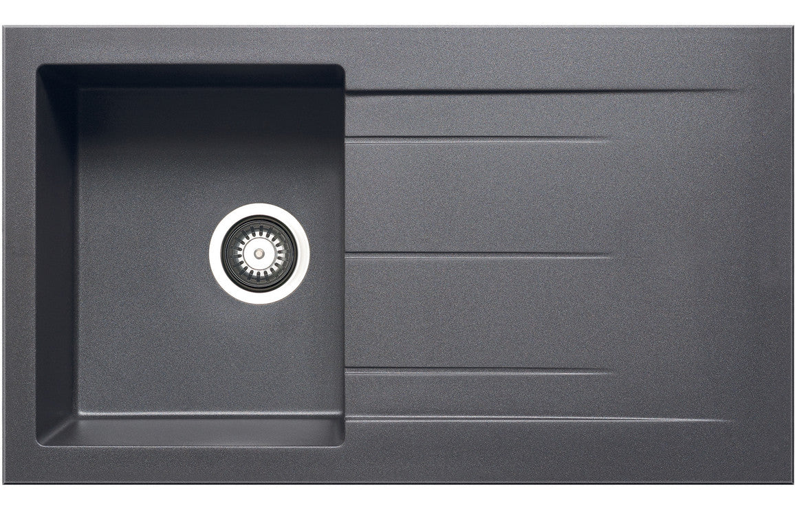 Prima+ Compact Granite 1B & Drainer Inset Sink - Gun Metal Prima+ Compact Granite 1B & Drainer Inset Sink - Gun Metal