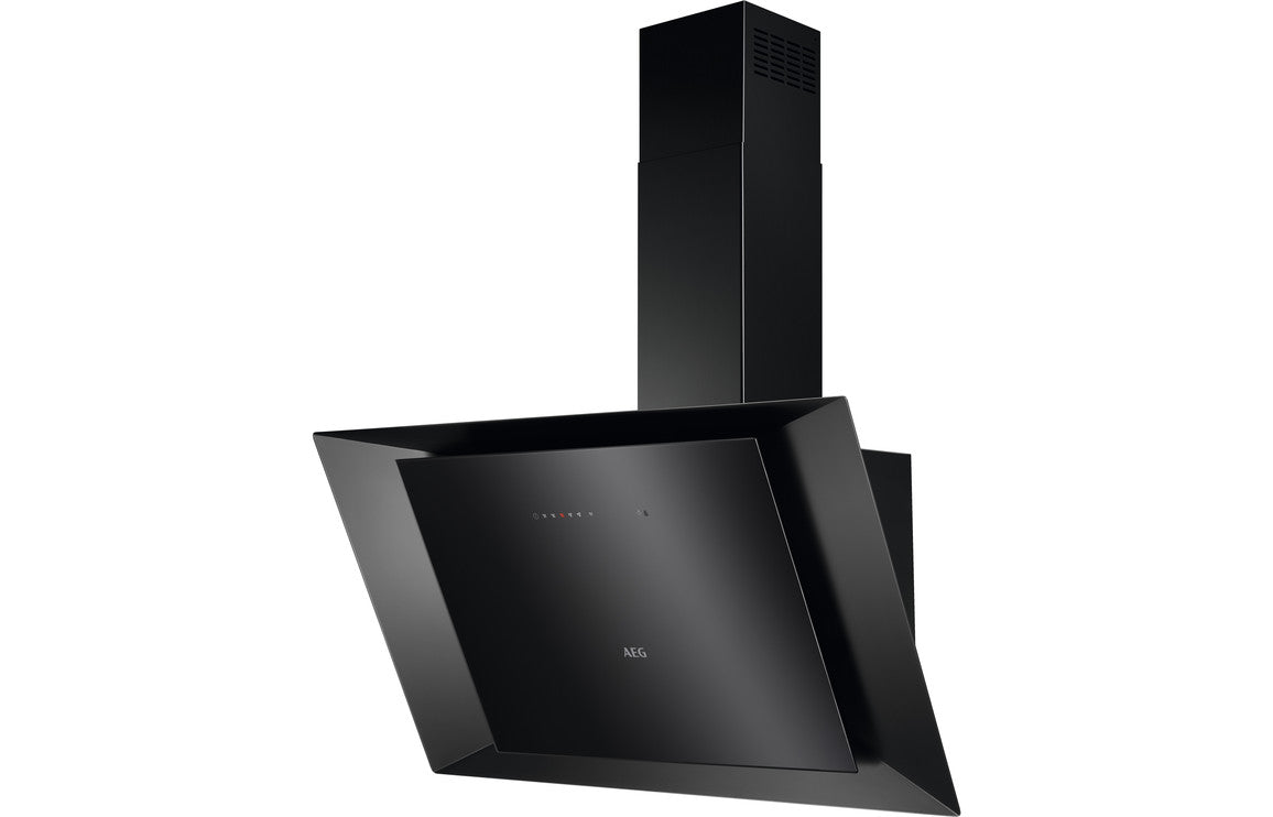 AEG DVK6981HB 90cm Vertical Chimney Hood - Matt Black & Black Glass AEG DVK6981HB 90cm Vertical Chimney Hood - Matt Black & Black Glass