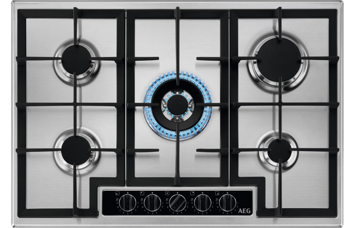 AEG HGB75420YM 75cm Gas Hob - Stainless Steel AEG HGB75420YM 75cm Gas Hob - Stainless Steel