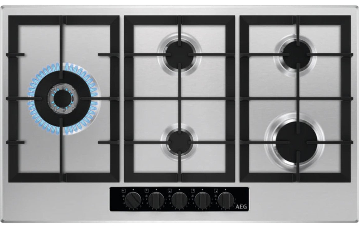 AEG HGB95522YM 90cm Gas Hob - Stainless Steel AEG HGB95522YM 90cm Gas Hob - Stainless Steel