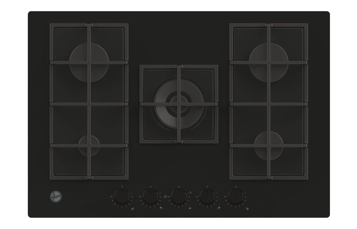 Shop Now Hoover H500 HVG74WC5B 75cm Gas Hob - Black Glass In UK Hoover H500 HVG74WC5B 75cm Gas Hob - Black Glass UK