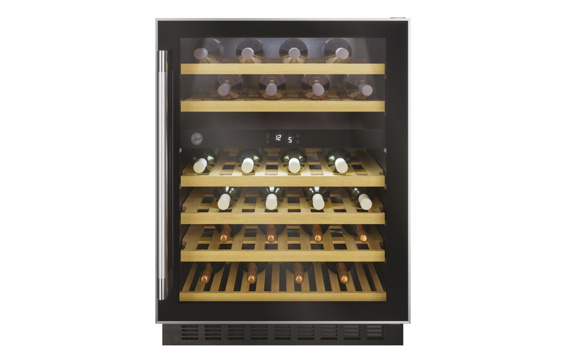 Hoover H500 HWCB 60 UK/N 60cm Wine Cooler - Black Glass & Stainless Steel Hoover H500 HWCB 60 UK/N 60cm Wine Cooler - Black Glass & Stainless Steel