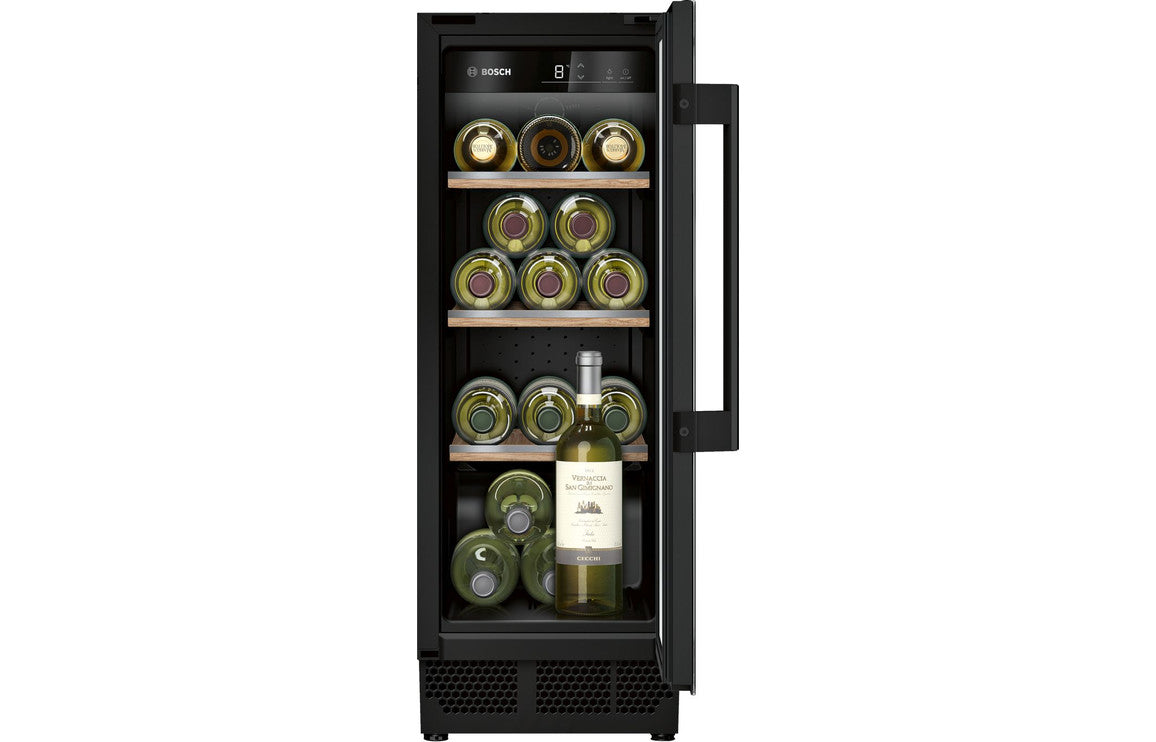 Bosch Series 6 KUW20VHF0G B/I Under Counter 30cm Wine Cooler - Black Bosch Series 6 KUW20VHF0G B/I Under Counter 30cm Wine Cooler - Black