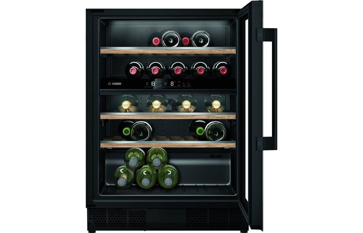 Bosch Series 6 KUW21AHG0G B/I Under Counter 60cm Wine Cooler - Black Bosch Series 6 KUW21AHG0G B/I Under Counter 60cm Wine Cooler - Black
