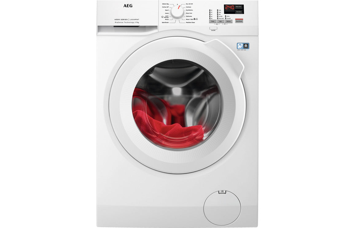 AEG L6FBK741B F/S 7kg 1400rpm Washing Machine - White AEG L6FBK741B F/S 7kg 1400rpm Washing Machine - White