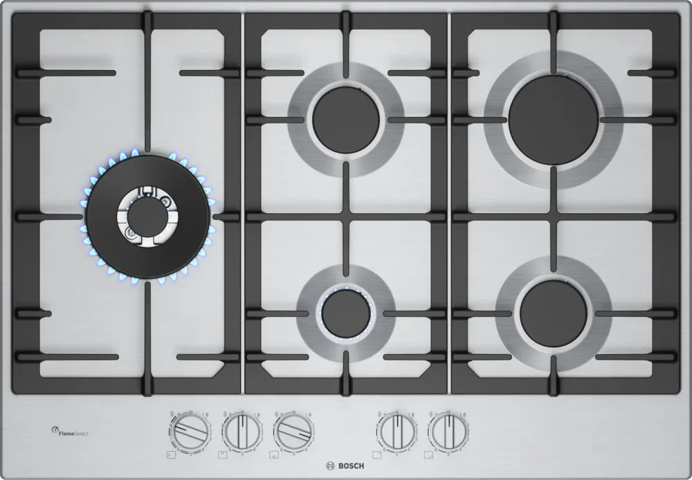 Bosch Series 6 PCS7A5I90 75cm Gas Hob - Brushed Steel Bosch Series 6 PCS7A5I90 75cm Gas Hob - Brushed Steel
