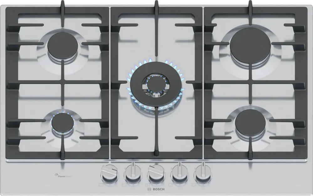 Bosch Series 6 PCQ7A5I90 75cm Gas Hob - Stainless Steel Bosch Series 6 PCQ7A5I90 75cm Gas Hob - Stainless Steel