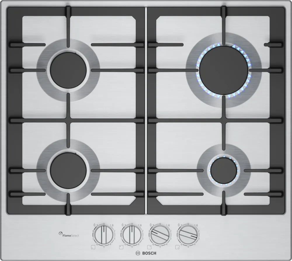 Bosch Series 6 PCP6A5I90 60cm Gas Hob - Stainless Steel Bosch Series 6 PCP6A5I90 60cm Gas Hob - Stainless Steel