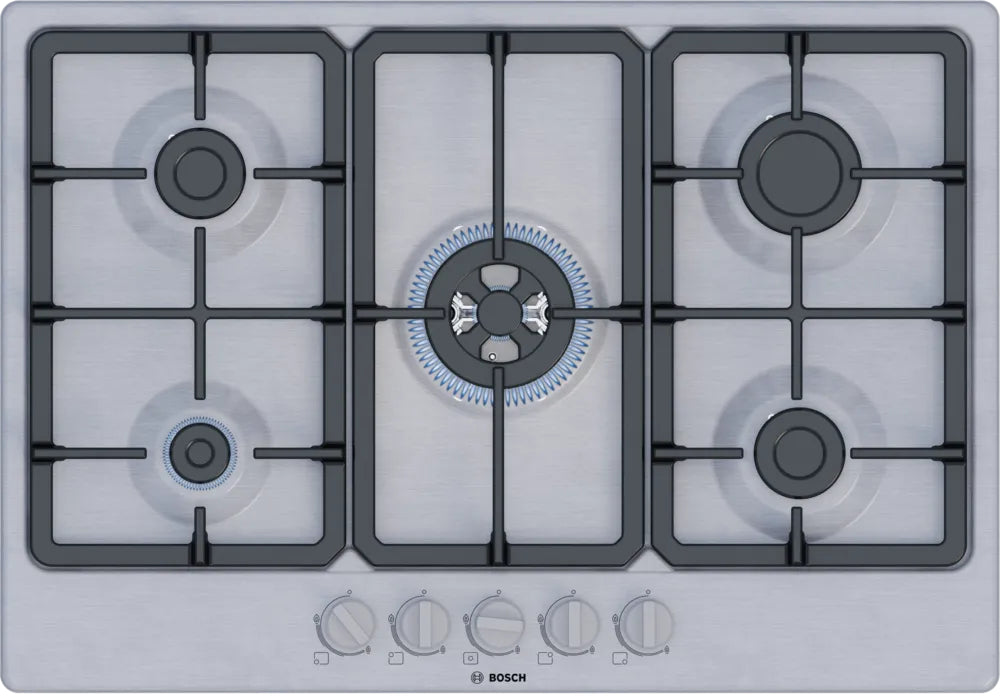 Bosch Series 4 PGQ7B5K90 75cm Gas Hob - Stainless Steel Bosch Series 4 PGQ7B5K90 75cm Gas Hob - Stainless Steel