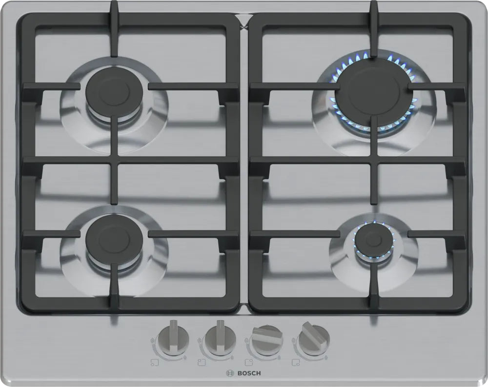 Bosch Series 4 PGP6B5K90 60cm Gas Hob - Stainless Steel Bosch Series 4 PGP6B5K90 60cm Gas Hob - Stainless Steel