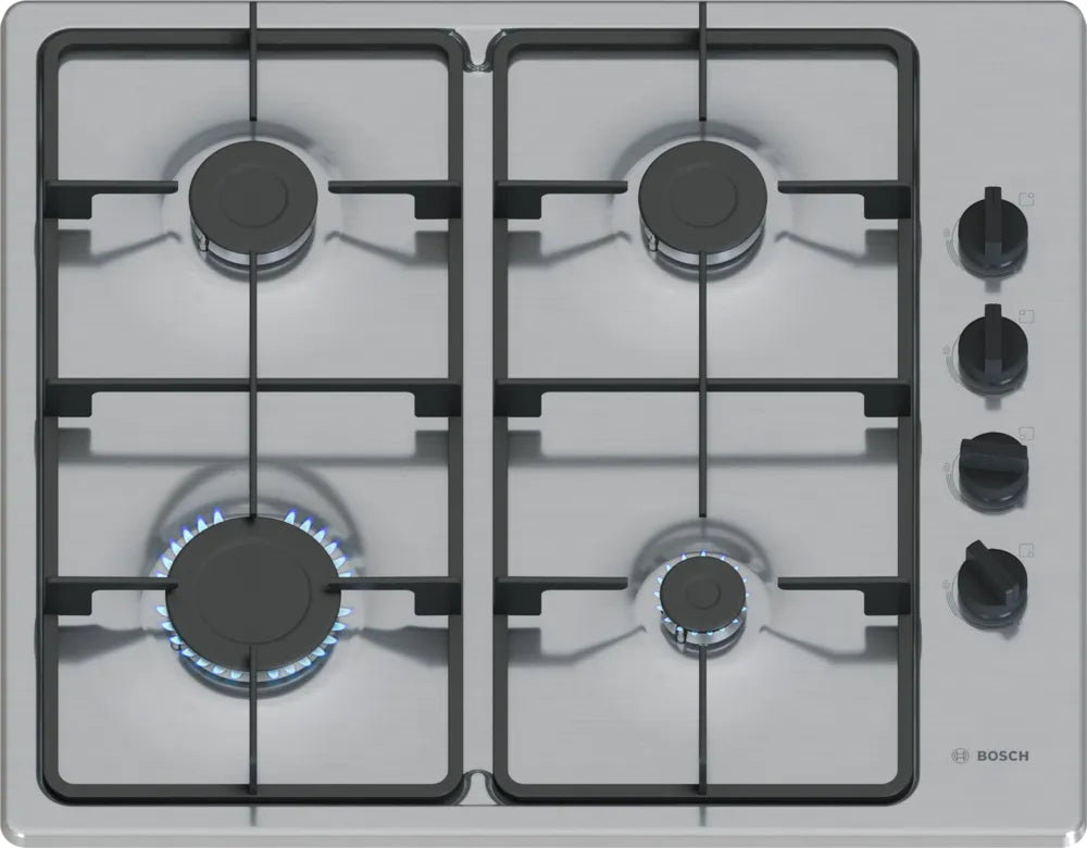 Bosch Series 2 PBP6B5K60 60cm Gas Hob - Stainless Steel Bosch Series 2 PBP6B5K60 60cm Gas Hob - Stainless Steel