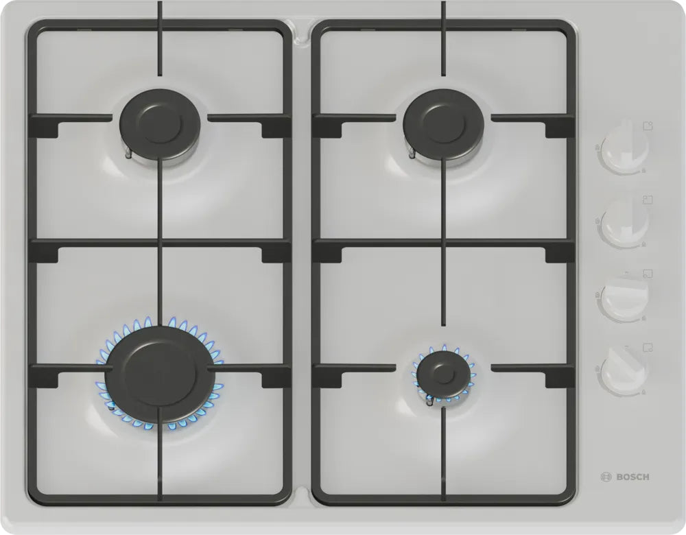 Bosch Series 2 PBP6B2K60 60cm Gas Hob - White Bosch Series 2 PBP6B2K60 60cm Gas Hob - White