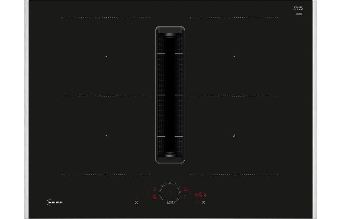 Neff N70 V57THQ4L0 70cm Venting Combi Induction Hob - Black & Stainless Steel Neff N70 V57THQ4L0 70cm Venting Combi Induction Hob - Black & Stainless Steel