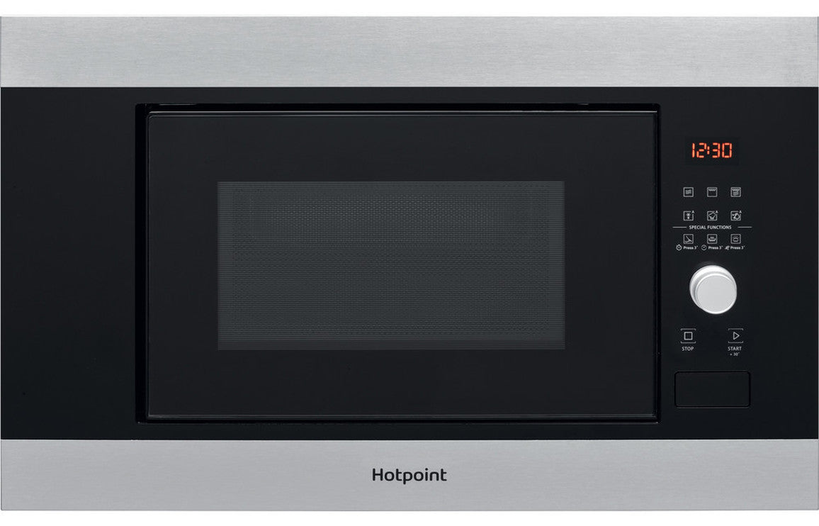 Shop Now Hotpoint MF25G IX H Built-in Microwave & Grill - Stainless Steel In UK Hotpoint MF25G IX H Built-in Microwave & Grill - Stainless Steel UK
