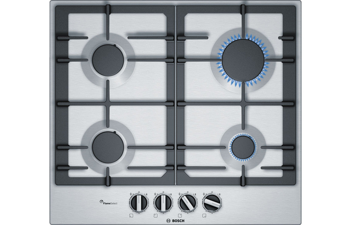 Bosch Series 6 PCP6A5B90 60cm Gas Hob - Stainless Steel Bosch Series 6 PCP6A5B90 60cm Gas Hob - Stainless Steel