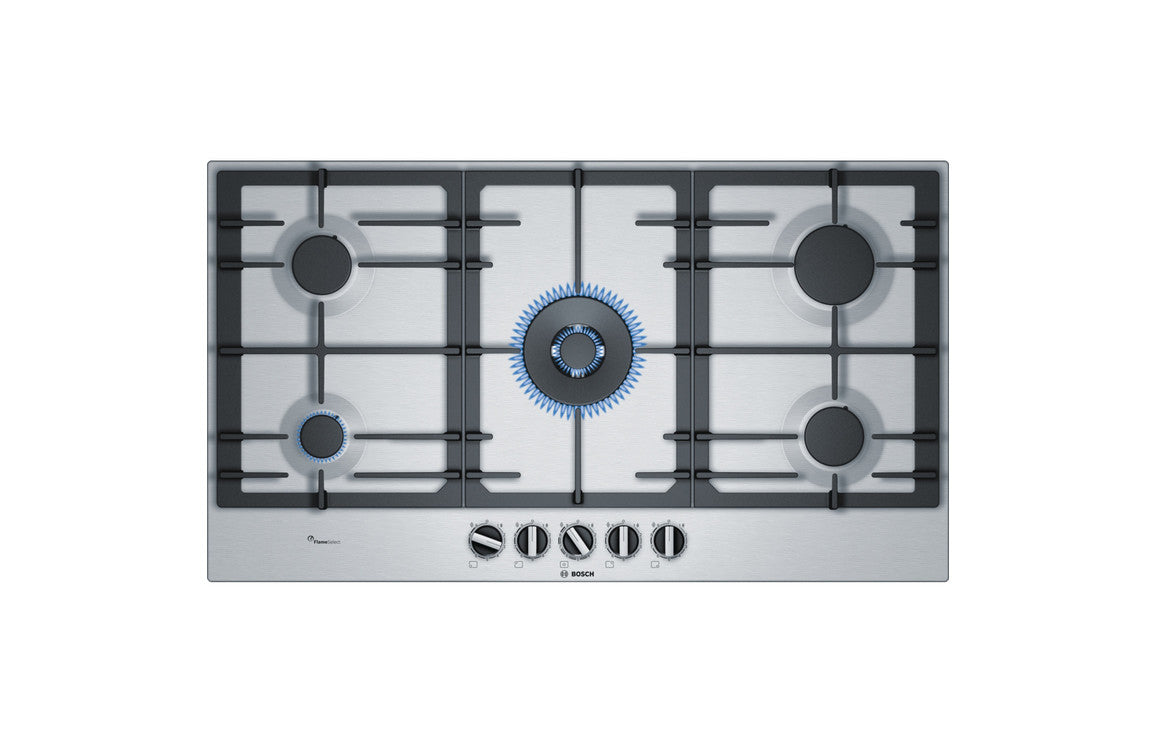 Bosch Series 6 PCR9A5B90 90cm Gas Hob - Stainless Steel Bosch Series 6 PCR9A5B90 90cm Gas Hob - Stainless Steel