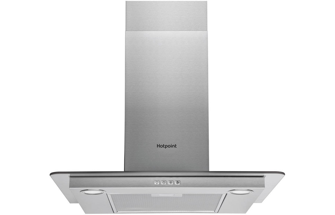 Shop Now Hotpoint PHFG6.4FLMX 60cm Flat Glass Chimney Hood - Stainless Steel In UK Hotpoint PHFG6.4FLMX 60cm Flat Glass Chimney Hood - Stainless Steel UK