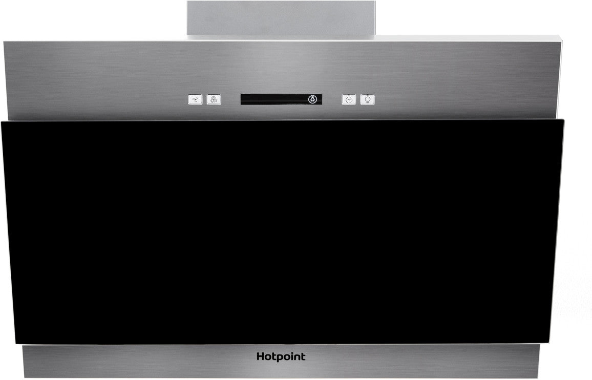 Shop Now Hotpoint PHVP 6.4F AL K/1 60cm Angled Chimney Hood - Black Glass In UK Hotpoint PHVP 6.4F AL K/1 60cm Angled Chimney Hood - Black Glass UK
