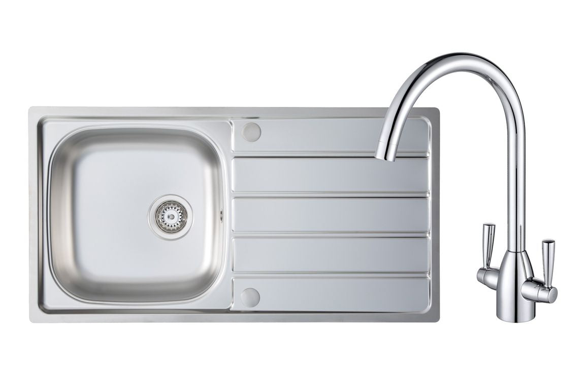 Shop Now Prima 1B Inset Sink & Chelsea Tap Pack - Stainless Steel & Chrome In UK Prima 1B Inset Sink & Chelsea Tap Pack - Stainless Steel & Chrome UK