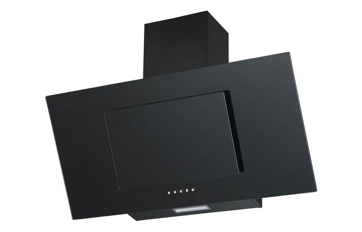 Prima PRAE0036 90cm Angled Chimney Hood - Black Glass Prima PRAE0036 90cm Angled Chimney Hood - Black Glass