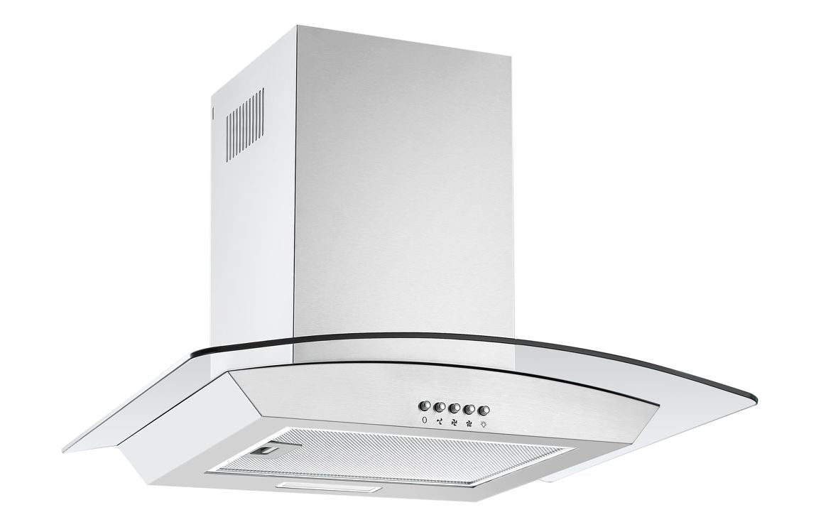 Prima PRCGH016 60cm Curved Glass Chimney Hood - Stainless Steel Prima PRCGH016 60cm Curved Glass Chimney Hood - Stainless Steel