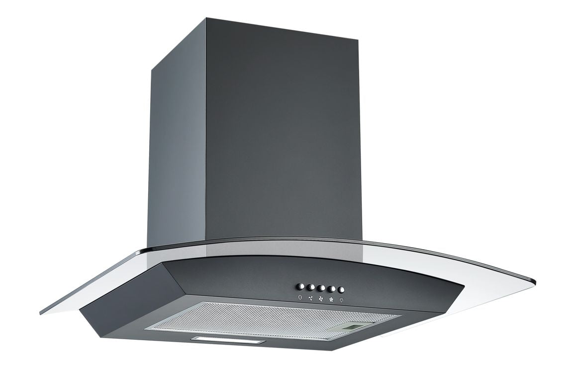 Prima PRCGH017 60cm Curved Glass Chimney Hood - Black Prima PRCGH017 60cm Curved Glass Chimney Hood - Black