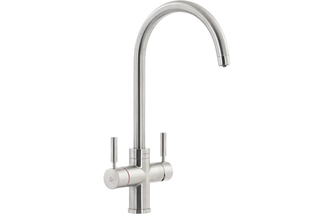 Abode Prostream 3 IN 1 Swan Spout Monobloc Tap - Brushed Nickel Abode Prostream 3 IN 1 Swan Spout Monobloc Tap - Brushed Nickel