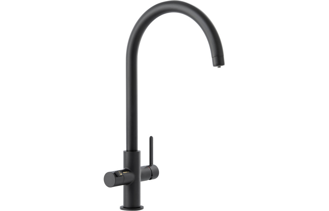 Abode Prothia 3 IN 1 Swan Spout Slimline Monobloc Tap - Matt Black Abode Prothia 3 IN 1 Swan Spout Slimline Monobloc Tap - Matt Black