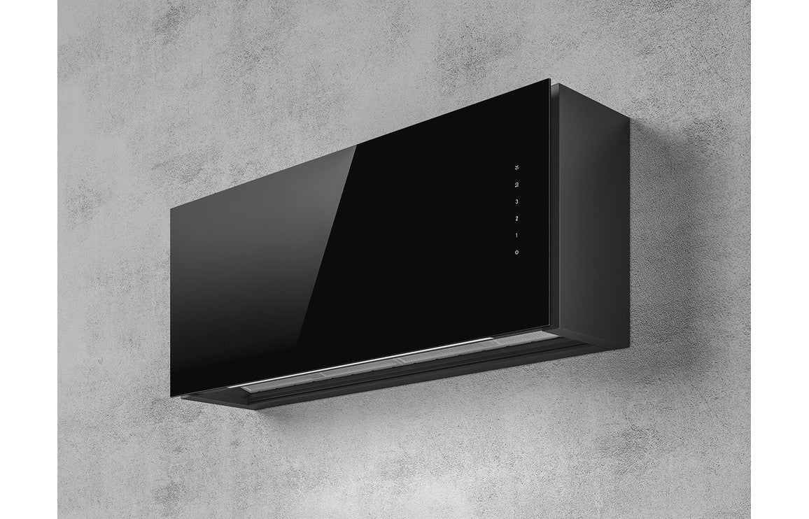 Elica Rules 90cm Integrated Chimney Hood - Black Glass Elica Rules 90cm Integrated Chimney Hood - Black Glass